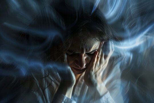 Intense Emotional Stress and Panic Attack Concept with Blurred Background for Mental Health Awareness