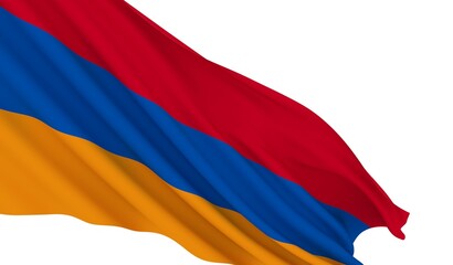 Armenia Waving Flag on a white background - Armenian - 3D Render