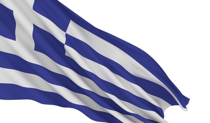 Obraz premium Greece Waving Flag on a white background - Greek - 3D Render