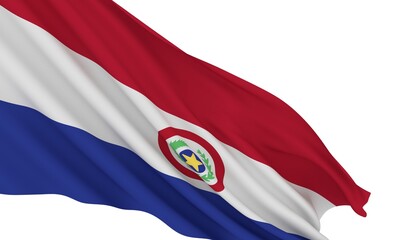 Naklejka premium Paraguay Waving Flag on a white background - 3D Render