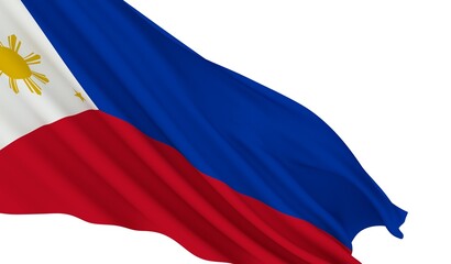 Philippines Waving Flag on a white background - Philippine - 3D Render