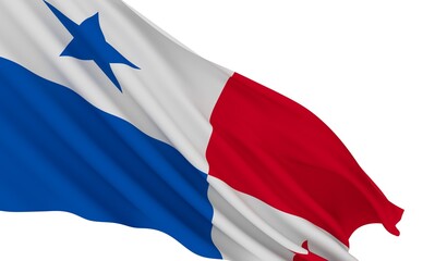 Panama Waving Flag on a white background - Panamanian - 3D Render