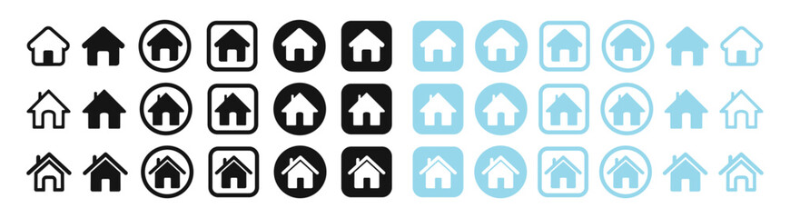 Flat style houses symbols for apps and websites. Collection home icons. House symbol