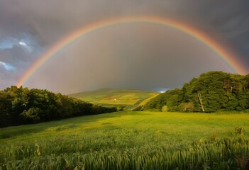 Fototapeta premium rainbow over field