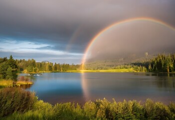 Naklejka premium rainbow over the river