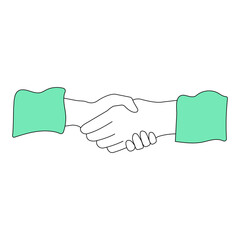 Handshake hand gesture icon isolated on white background. Line hand drawn vector illustration