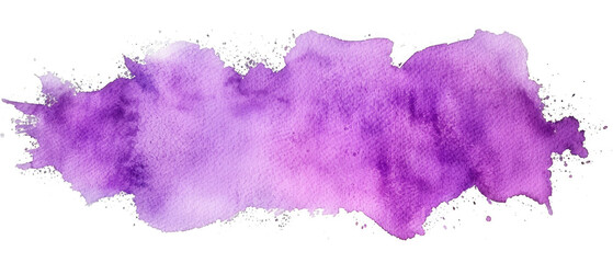 Abstract purple color painting, watercolor aquarell splashes or stain, isolated on white background