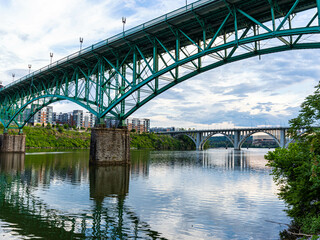 The Gay Street Bridge Reflection on The Tennessee River, Knoxville, Tennessee, USA