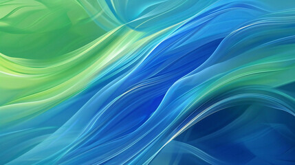 Fototapeta premium Abstract blue and green wave pattern background with smooth, flowing curves and gradients