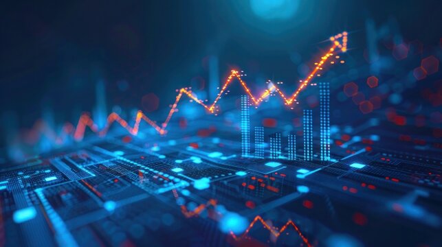 financial chart with uptrend line candle stick stock market graph background