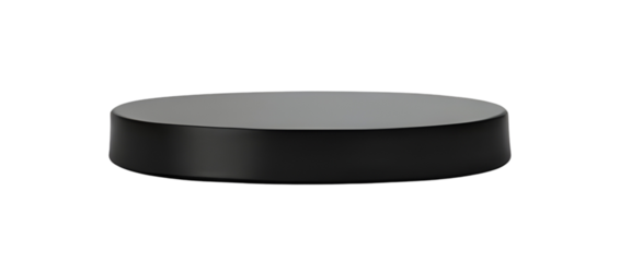 Simple empty round black podium stand for product advertisement, showcase stage for product presentation isolated on transparent background