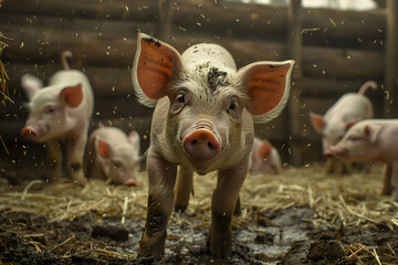 funny dirty piggy in dirt