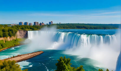 View of Niagara Falls in a sunny day