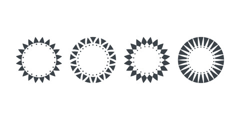 Set of  Monochrome Mandala Design. Vector black color circle Mandala Decoration Elements .