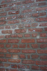 Vintage red brick layered wall texture background, Aged messy brick surface pattern, Rustic brick...