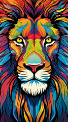 Obraz premium Lion Pattern Background, Texture, Wallpaper, Background, Cell Phone Cover and Screen, Smartphone, Computer, Laptop, 9:16 Format - PNG