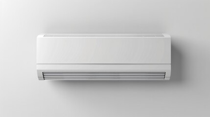 Close up of a white air conditioner mounted on the white wall