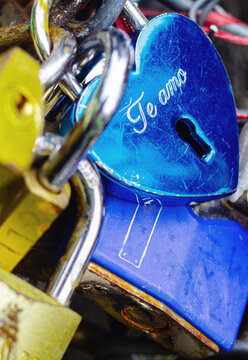 padlocks of love and feelings hanging
