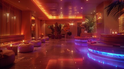 Modern Spa Lounge With Dim Lighting and Relaxing Atmosphere