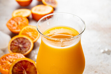 Orange juice natural juice drink fresh appetizer meal food snack on the table copy space food background rustic top view