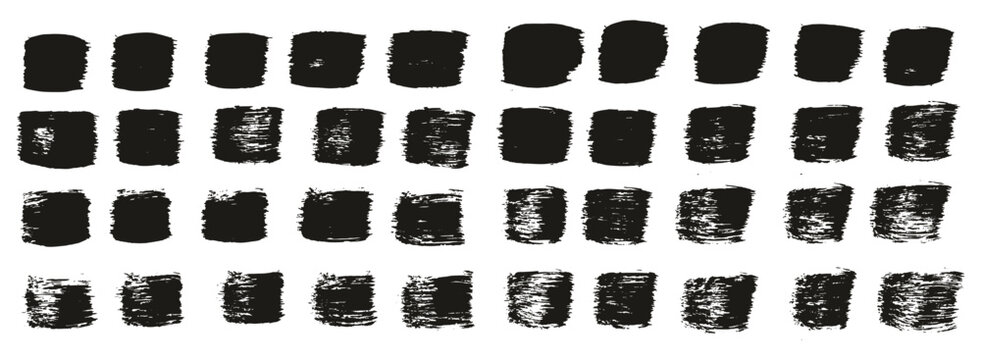 Hand Drawn Flat Paint Brush Thick Straight Lines High Detail Abstract Vector Background Set 