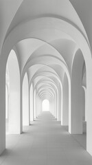 Obraz premium White Arched Corridor in Modern Architecture