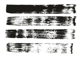 Hand Drawn Flat Paint Brush Thick Straight Lines High Detail Abstract Vector Background Set 