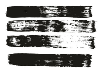 Hand Drawn Flat Paint Brush Thick Straight Lines High Detail Abstract Vector Background Set 