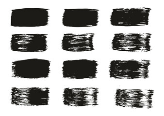 Hand Drawn Flat Paint Brush Thick Straight Lines High Detail Abstract Vector Background Set 