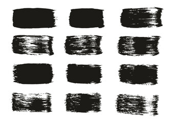 Hand Drawn Flat Paint Brush Thick Straight Lines High Detail Abstract Vector Background Set 