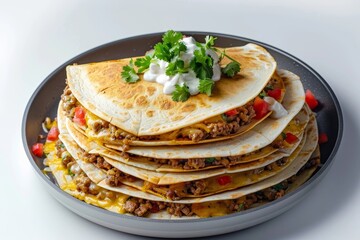 Mouthwatering Cake-sadilla with Spicy Ground Beef and Fresh Cilantro