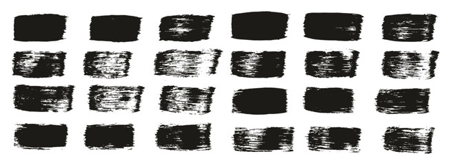 Hand Drawn Flat Paint Brush Thick Straight Lines High Detail Abstract Vector Background Set 