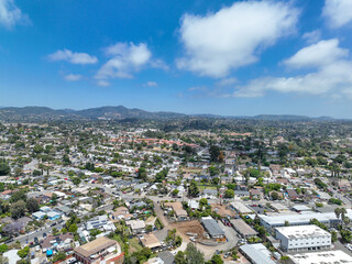 Aerial view of houses and communities in Vista, Carlsbad in North County of San Diego, California....