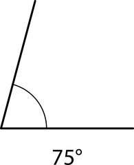 Fototapeta premium Angle icon. 15, 30, 35, 45, 60, 90, 105, 110, 120, 135, 150, 180, 210, 270, 360 degrees measure collection. Geometric symbol. Mathematical elements. Vector illustrations.