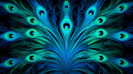 Obraz premium Peacock Pattern Background, Texture, Wallpaper, Background, Cell Phone Cover and Screen, Smartphone, Computer, Laptop, 16:9 Format - PNG