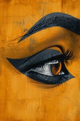 Abstract Eye Close Up With Golden Background