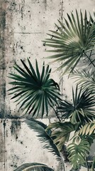 Abstract luxury light art background with green and gold palm leaves. Botanical banner with tropical plants for decor, print, textile, wallpaper. AI generated illustration