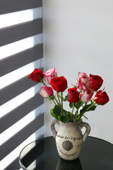 Red Rose Bouquet in Ornate Vintage Vase