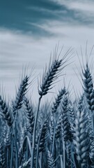 Obraz premium A field of wheat with a cloudy sky in the background, AI