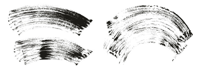 Hand Drawn Flat Fan Brush Thick Curved Background Mix High Detail Abstract Vector Background Mix Set 