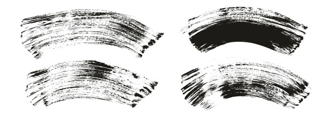 Hand Drawn Flat Fan Brush Thick Curved Background Mix High Detail Abstract Vector Background Mix Set 