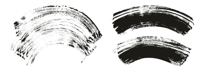 Hand Drawn Flat Fan Brush Thick Curved Background Mix High Detail Abstract Vector Background Mix Set 