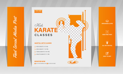 Karate social media post martial arts flyer karate school,Kids Taekwondo practice, © trdtitu