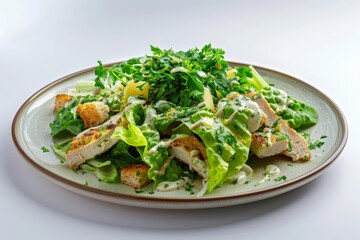 Crisp Romaine Caesar Salad with Freshly Grated Parmesan and Garlic Croutons