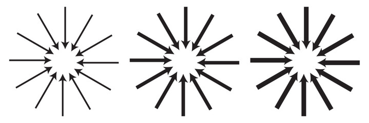 Obraz premium Inward arrow icon vector. Four Arrows icon sign symbol vector. Set of Arrow pointing centre. 11:11