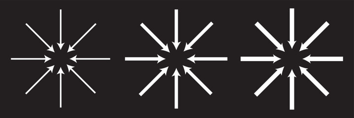 Inward arrow icon vector. Arrows icon sign symbol vector. Arrow pointing center vector icon illustration isolated. 11:11