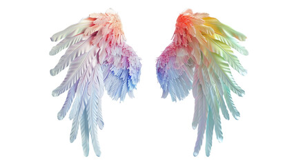 Fototapeta premium Beautiful magic rainbow wings on transparent background