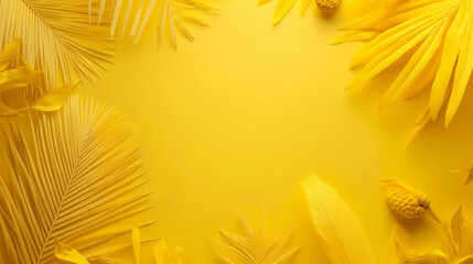 Obraz premium Wallpaper, background of yellow plants on yellow background, free space for text in the middle.