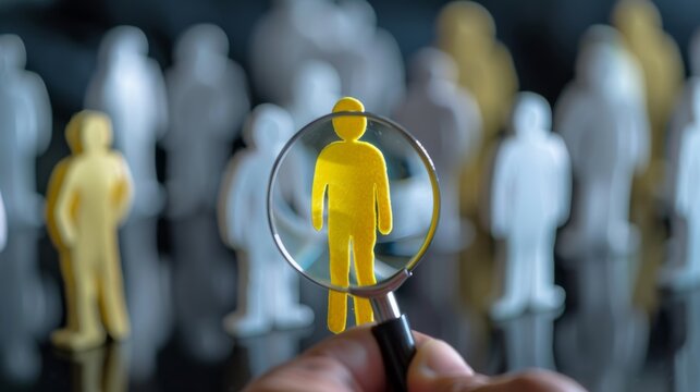 Prioritizing Customer Focus, Magnifying Glass Highlights Human Icon in CRM Icon Set