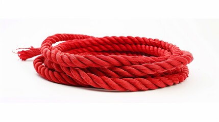 Red rope isolated on a white background. 